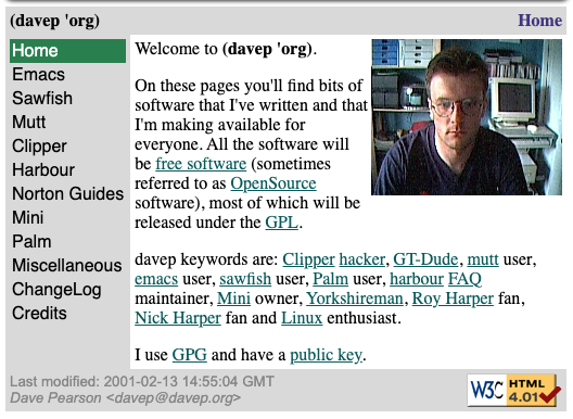 The earliest version of davep.org I can find