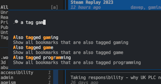 The command palette in action