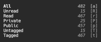 Counts in the filters menu