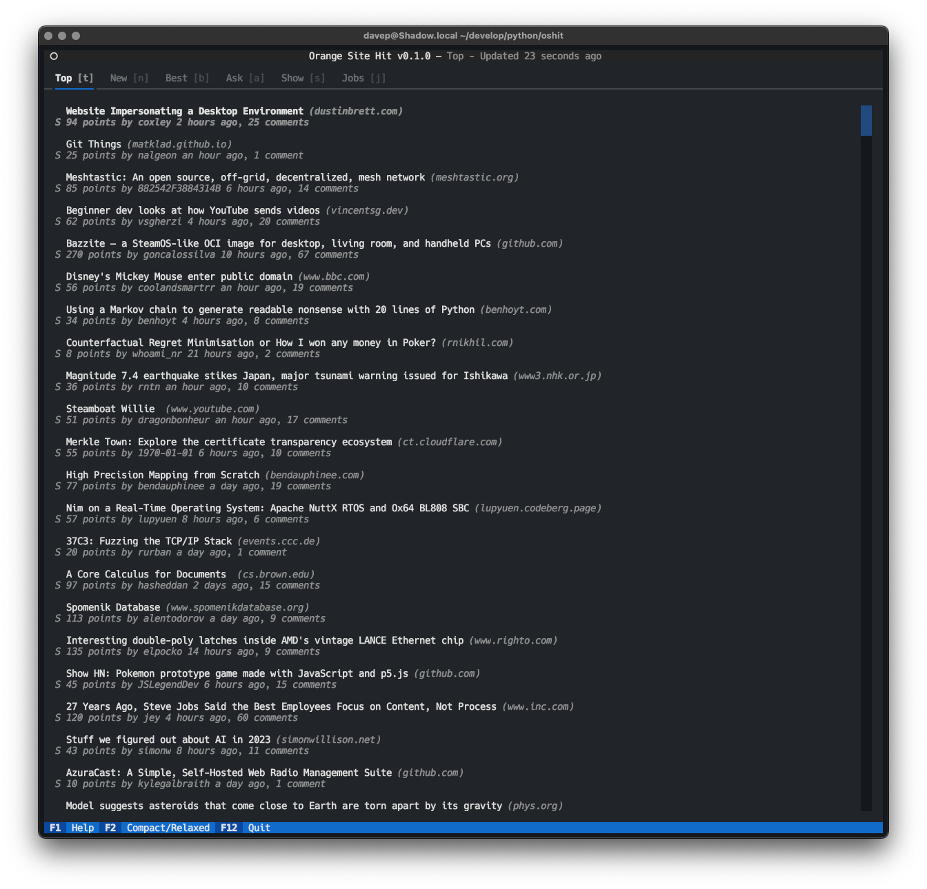 The index in relaxed mode