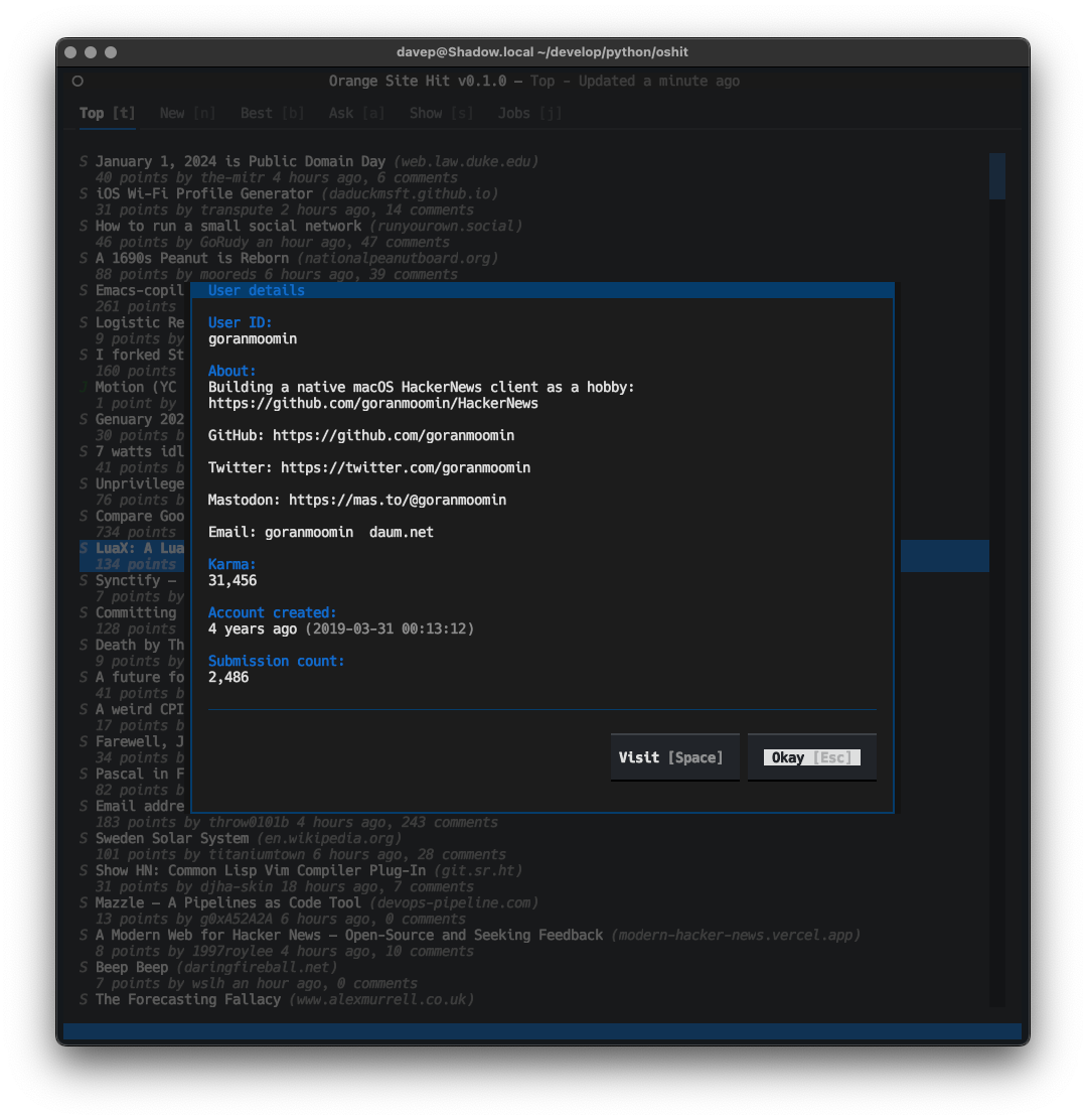 Viewing the details of a user