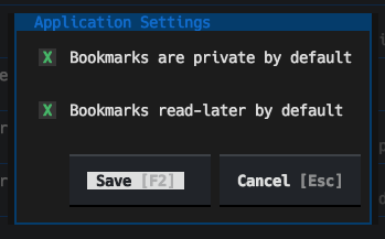 The application settings dialog